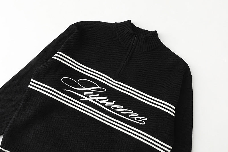Supreme Script Stripe Half Zip Sweater