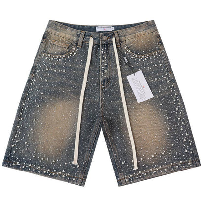 VALLEY Rhinestone Denim Shorts #8703