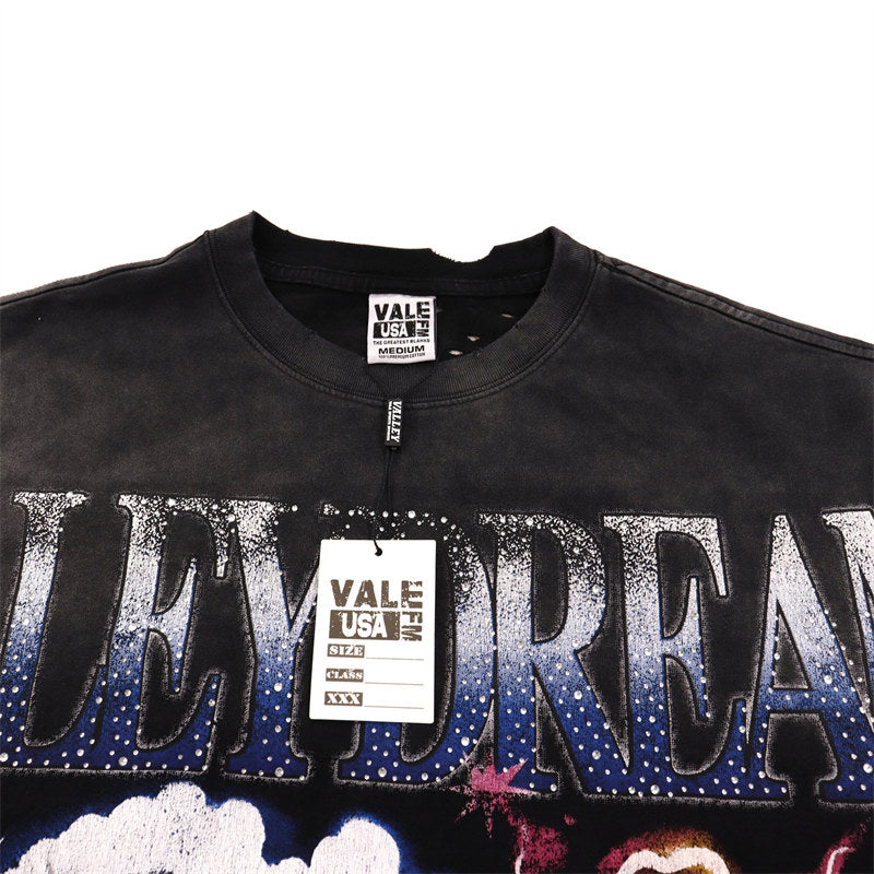 Letter Print Distressed T-shirt