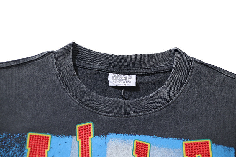 Washed Distressed Rhinestone T-shirt