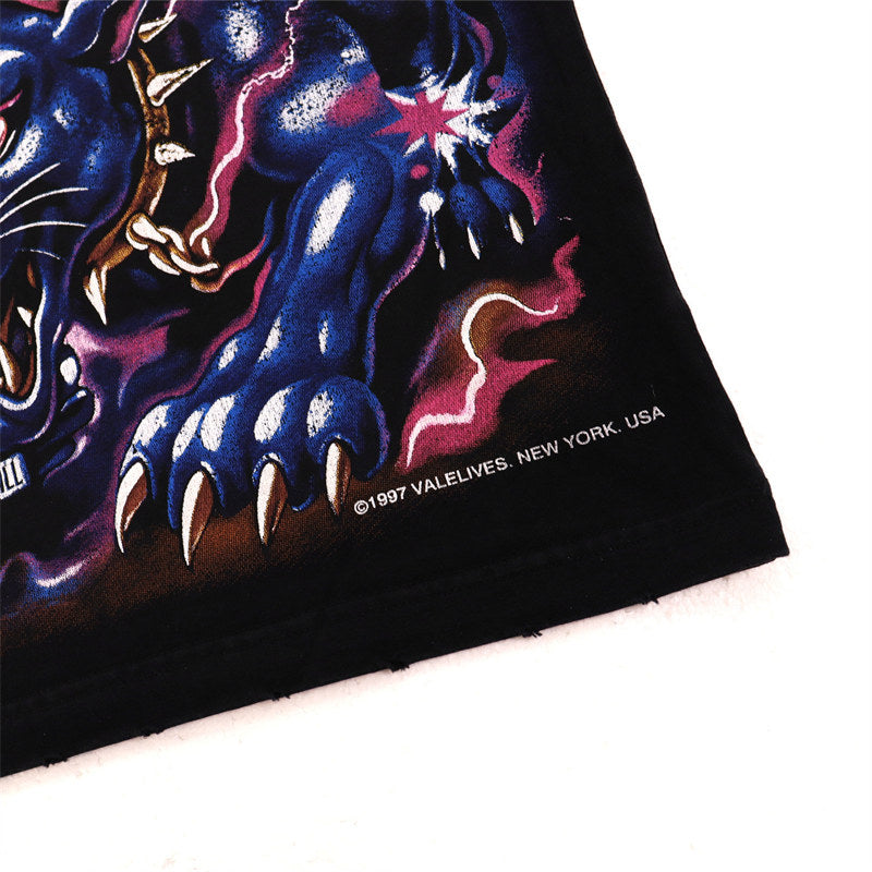 Letter Print Distressed T-shirt